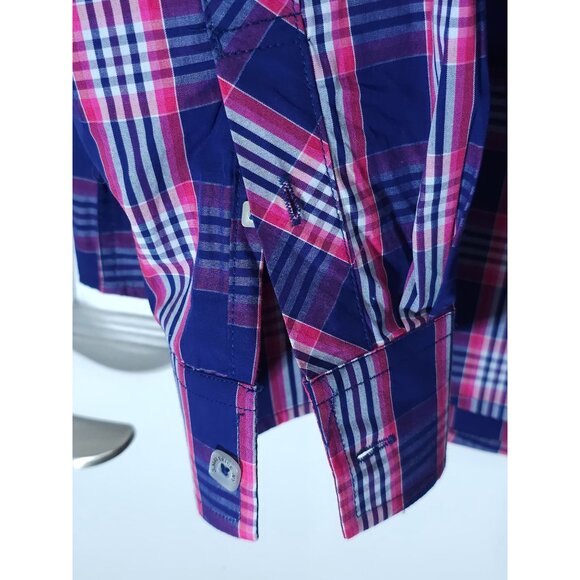 J. Maverick Plaid Button-Up Shirt L New York Blue & Pink Long Sleeve Cotton - Picture 3 of 9